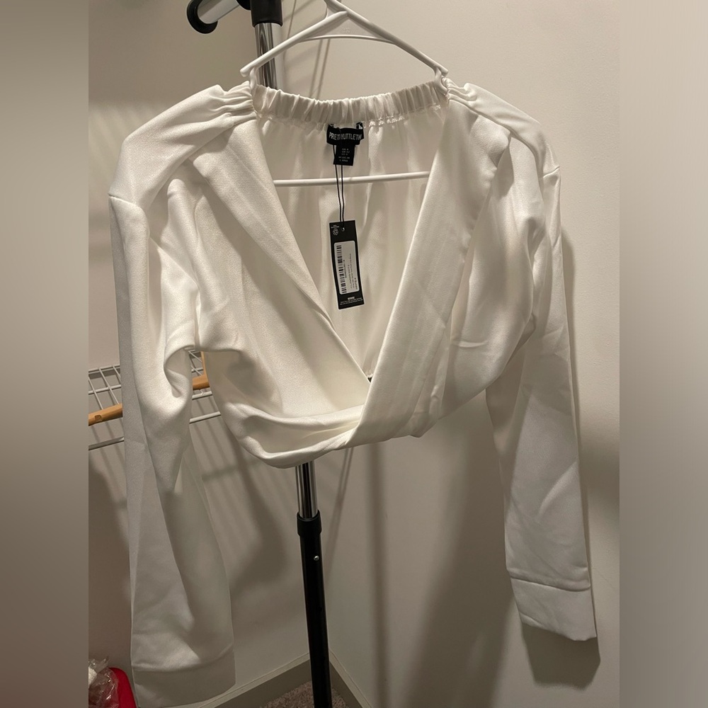 Pretty little thing white satin twist crop top - brand new